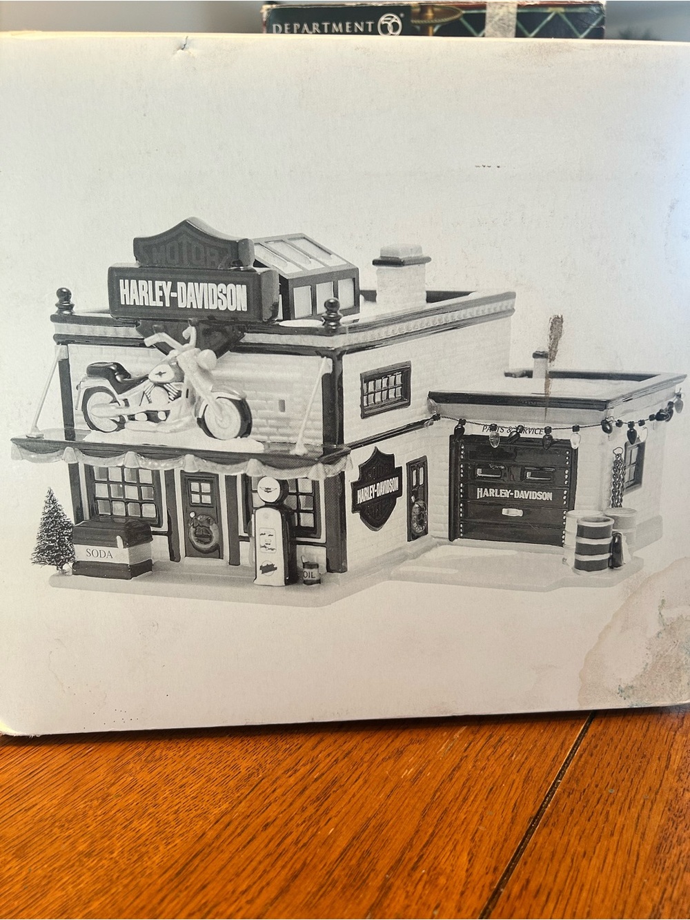 Dept 56 Harley-Davidson Collectible Motorcycle Shop Decor - White and Black
